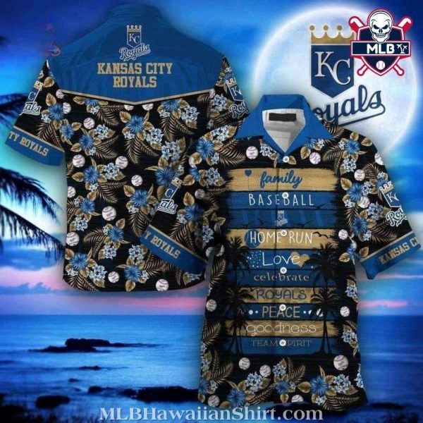 Family Baseball Homerun Floral Kansas City Royals Baseball Aloha Shirt