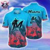 Miami Marlins Dreamy Beach Sunset Aloha Shirt – Customizable