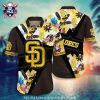 Golden Petal Playoffs – San Diego Padres Floral Emblem Aloha Shirt