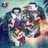 Elegant LA Angels Hawaiian Shirt With Flamingos And Tropical Leaves