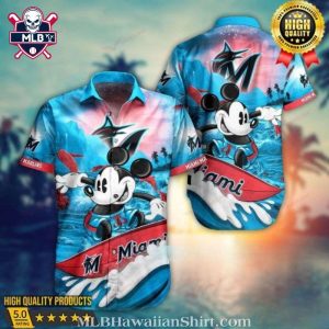 Funny Miami Marlins Hawaiian Shirt – Mickey Surfing Graphic Print
