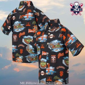 Giants Bay Harbor Hawaiian Shirt – Nautical Orange Sunset
