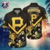 Monochrome Botanical Pittsburgh Pirates Hawaiian Shirt