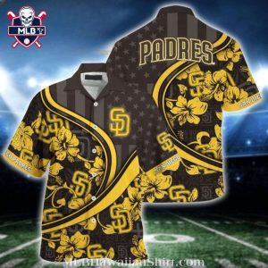 Golden Blooms – MLB San Diego Padres Floral Curve Aloha Shirt