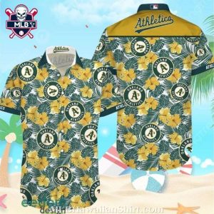 Golden Hibiscus Oakland Athletics Aloha Shirt – Floral Delight
