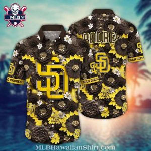 Golden Petal Playoffs – San Diego Padres Floral Emblem Aloha Shirt