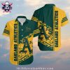 Dynamic Green Stripe Oakland A’s Hawaiian Shirt – Foliage Print