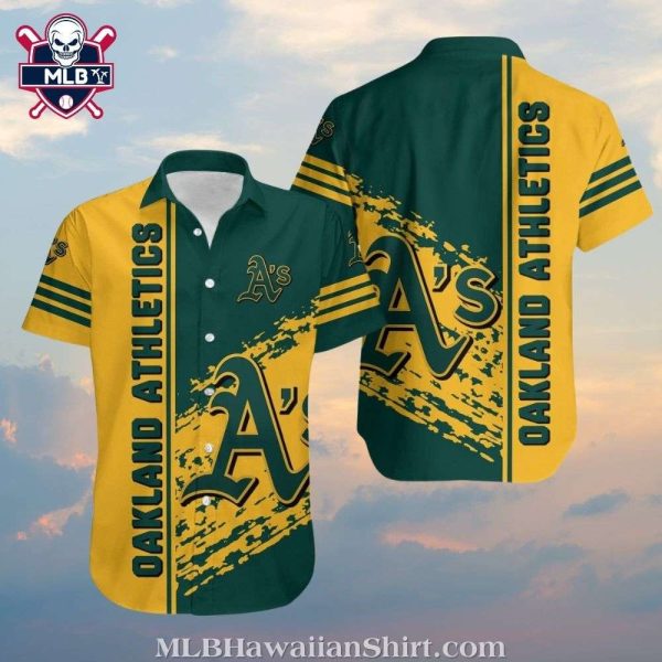 Golden Splash Oakland Athletics Hawaiian Shirt – Dynamic Color Burst