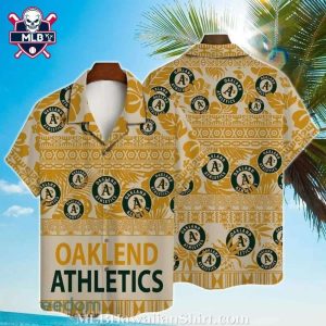 Golden Summer Oakland A’s Hawaiian Shirt – Retro Geometric And Logo Print
