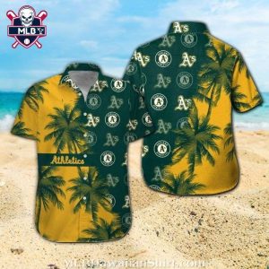 Golden Yellow Oakland A’s Tropical Hawaiian Shirt
