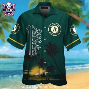 Green Sunset Palm Oakland Athletics Hawaiian Shirt