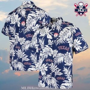 Hawaiian Texas Rangers Shirt With Tropical Leaves Pattern