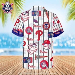 Home Run Stripe – Philadelphia Phillies White Pinstripe Hawaiian Shirt