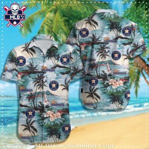 Houston Astros Beach And Palm Tree Tropical Hawaiian Shirt