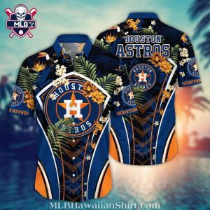 Houston Astros Bold Floral Stripe Hawaiian Shirt