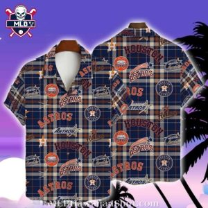 Houston Astros Checkered Logo Patchwork Hawaiian Shirt