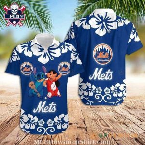 Lilo Stitch Hibiscus Flower NY Mets Hawaiian Shirt – Exclusive Logo Design