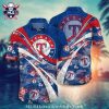 Midnight Floral Emblem Texas Rangers Hawaiian Shirt