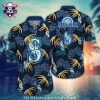 MLB Seattle Mariners Team Logo Navy Aloha Shirt