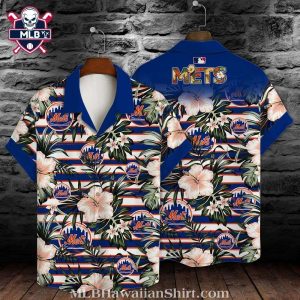 Metropolitan Tropics Floral Stripes NY Mets Hawaiian Shirt