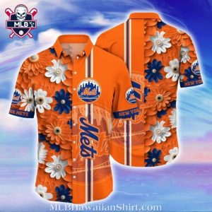 Mets Daisy Delight Orange Hawaiian Shirt – Floral Mets Fan Statement