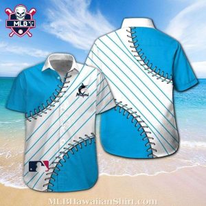 Miami Marlins Game Day Baseball Stitch Hawaiian Shirt – White And Blue