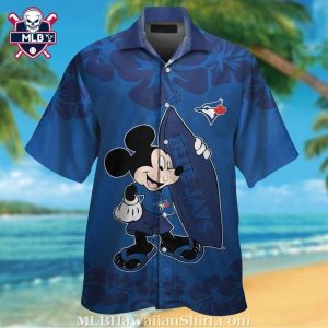 Mickey Mouse Holding Surfboard Toronto Blue Jays Hawaiian Shirt