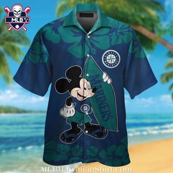 Mickey Mouse Surfboard Seattle Mariners Hawaiian Shirt