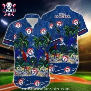 Midnight Parrot Tropicana Texas Rangers Hawaiian Shirt