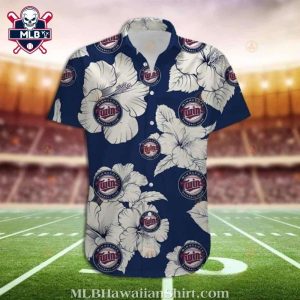 Minnesota Twins Classic White Hibiscus Aloha Shirt