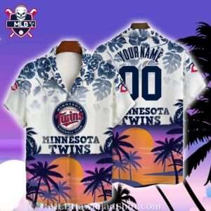 Minnesota Twins Customizable Tropical Sunset Aloha Shirt