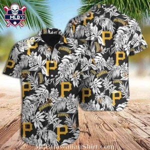 Monochrome Botanical Pittsburgh Pirates Hawaiian Shirt