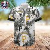 Mickey Mouse Pittsburgh Pirates Aloha Shirt Wth Tropical Hibiscus Design