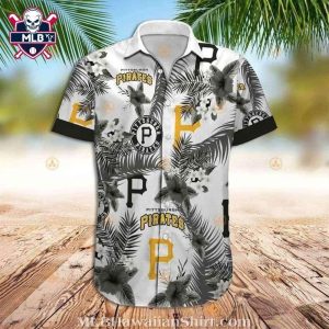 Monochrome Floral Pittsburgh Pirates Button-Up Shirt