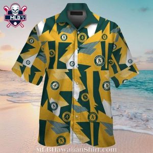 Oakland A’s Geometric Gold And Green Tropical Shirt