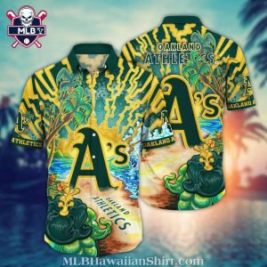 Oakland A’s Golden State Wave Pattern Tropical Shirt