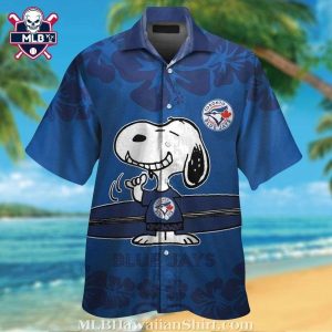 Snoopy Surfboard Hibiscus Flowers Toronto Blue Jays Hawaiian Shirt