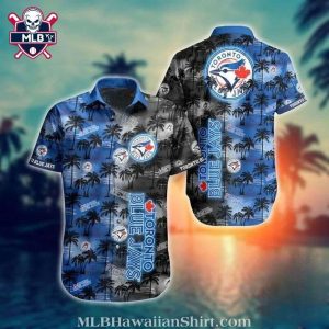 Toronto Blue Jays Blue And Black Tropical Hawaiian Shirt