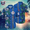 Chicago White Sox Baseball Themed Aloha Shirt With Monochrome Leaf Design