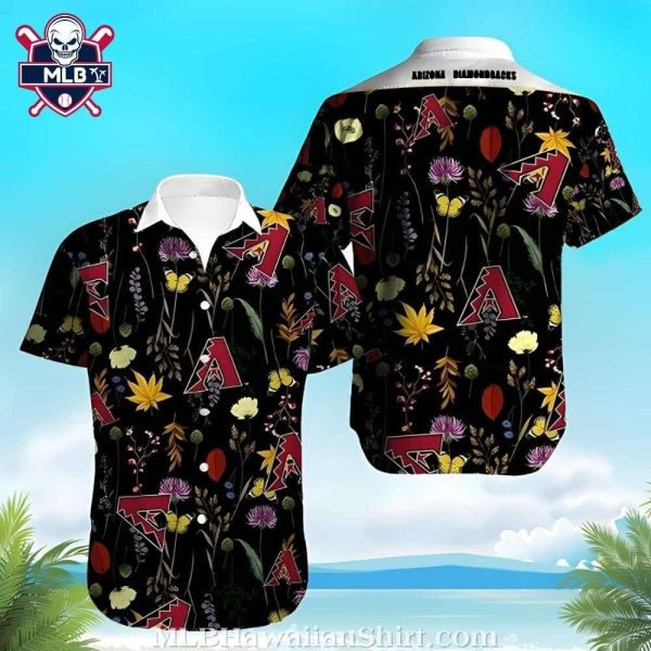 Arizona Diamondbacks Floral Night Hawaiian Shirt – Black Botanical Edition