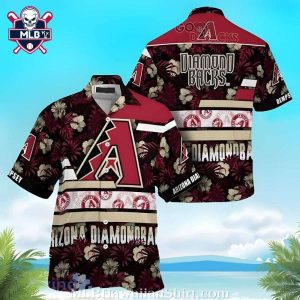 Arizona Diamondbacks Floral Stripe MLB Hawaiian Shirt – Burgundy Bloom