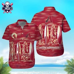 Arizona Diamondbacks MLB Surf’s Up Aloha Shirt – Red Wave Pattern