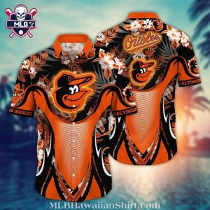 Baltimore Orioles Dynamic Floral Wave Baseball Hawaiian Shirt