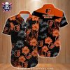 Baltimore Orioles Floral Striped Hawaiian Shirt In Vibrant Orange