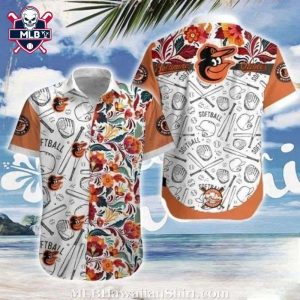 Baltimore Orioles Floral Softball Hawaiian Shirt