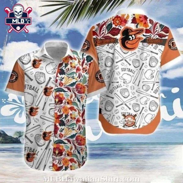 Baltimore Orioles Floral Softball Hawaiian Shirt