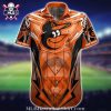 Baltimore Orioles Hawaiian Shirt With Grunge Splash And Tropical Flora