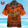 Baltimore Orioles Hawaiian Shirt With Grunge Splash And Tropical Flora