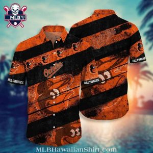 Baltimore Orioles Hawaiian Shirt With Vintage Orange Black Grunge Design