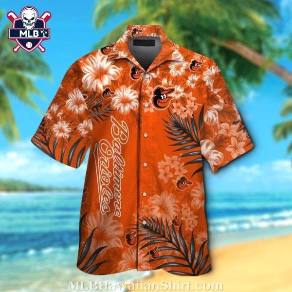 Baltimore Orioles Hibiscus And Palm Tropical Hawaiian Shirt